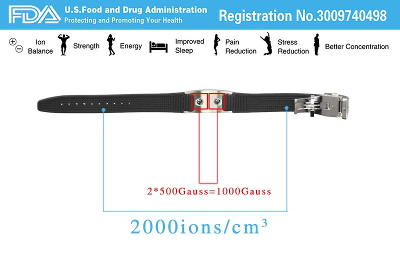 Noproblem FDA Анти-усталость theapy здоровье Ион Баланс Голограмма Мощность Магнитный чокер браслет Турмалин германий браслет