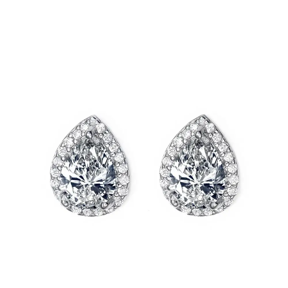 Water Drop UMODE, Модные CZ Кристальные круглые серьги-гвоздики в форме сердца для женщин, цветок, звезда, белое золото, цвет, для свадьбы, помолвки, ювелирные изделия для девушек, AUE0012 - Окраска металла: Water Drop