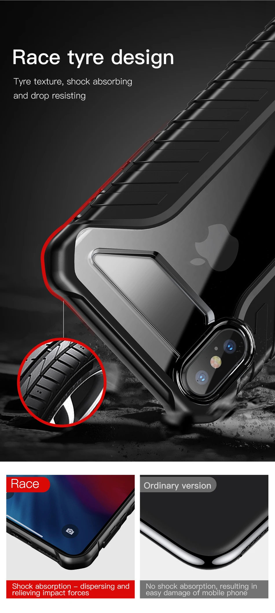 Чехол Baseus с текстурой шин для iPhone Xs Max, Xr, X, S, R, Xsmax, прочный защитный мягкий силиконовый чехол для iPhone, Max