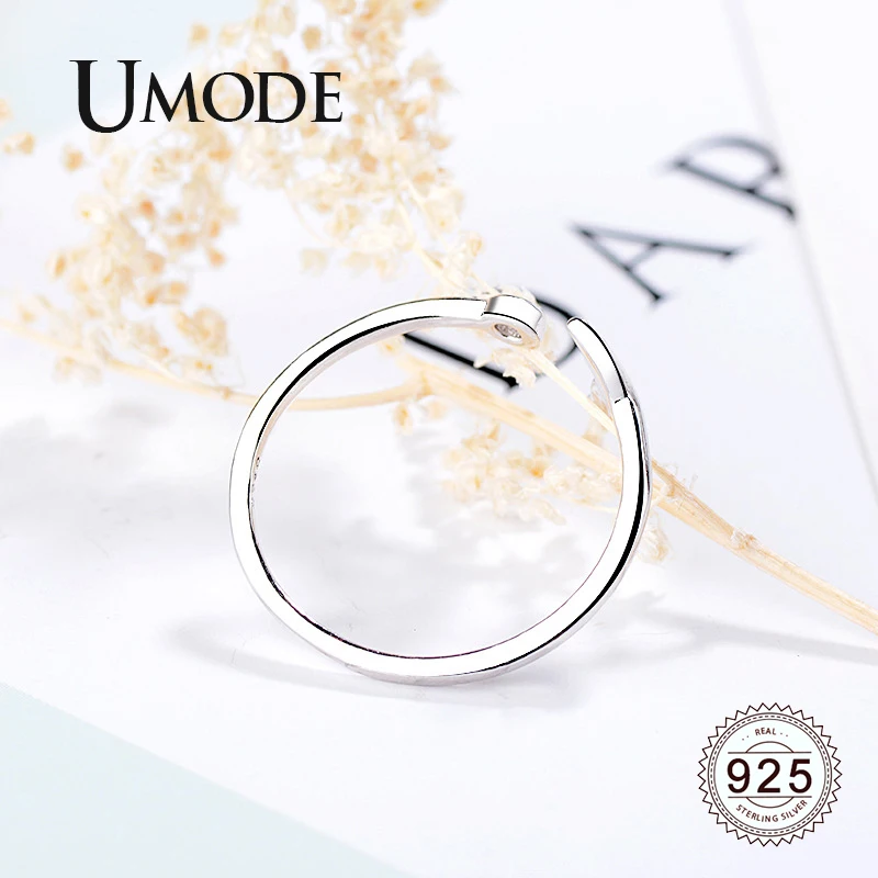 UMODE Русалка хвост открытый 925 пробы серебряные кольца для женщин простой трендовый палец кольцо регулируемые ювелирные аксессуары LR0700