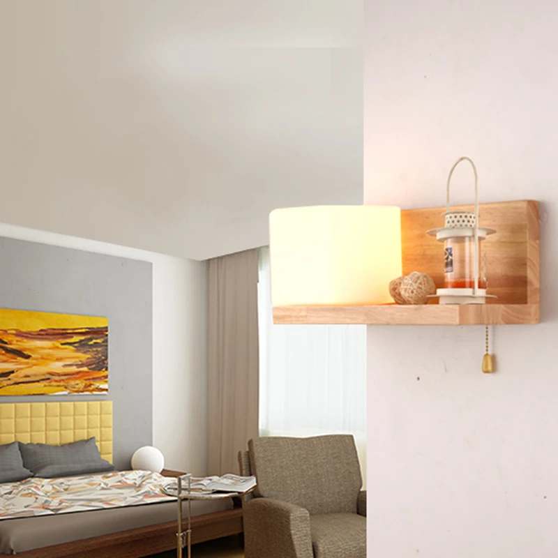 Современная Новинка Минималистичная деревянная настенная лампа из матового