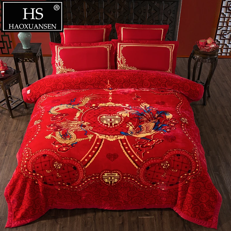 3 8 кг красное супер мягкое покрывало дракон феникс облачно Двухслойное теплое