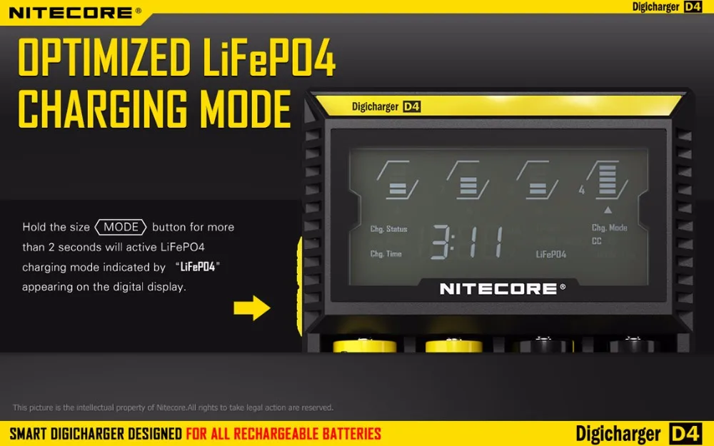 NITECORE D4 Digi Зарядное устройство Батарея Зарядное устройство ЖК-дисплей Дисплей re Зарядное устройство для батарей Li-Ion(литий-ионных) 26650 22650 18650 17670 18490 17500 Li-Ion Батарея