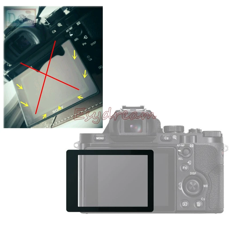 Black Edging Glass LCD Screen Protector Guard Cover Pefect for Sony A7 A7r A7s Concave Screen Replace PCK-LM16