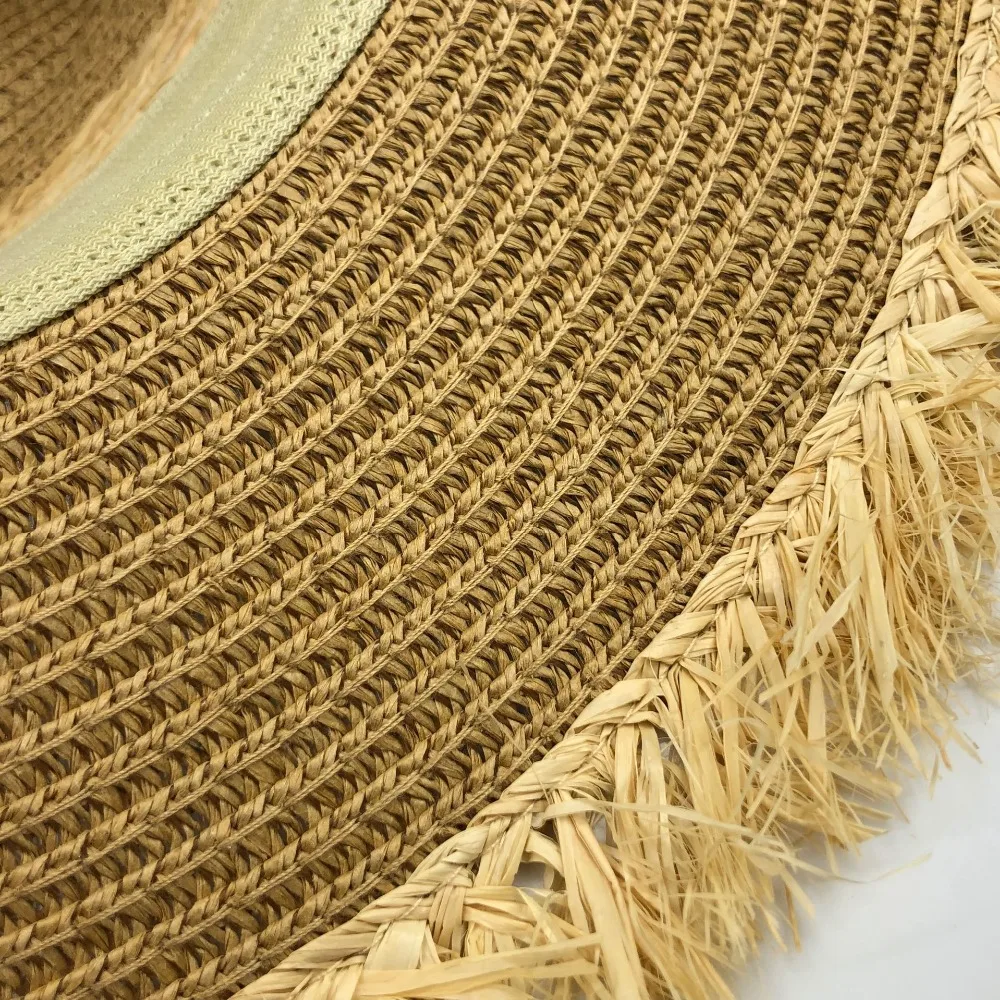 Женская соломенная шляпа Raffia Повседневная Соломенная в стиле джаз Пляжная лето
