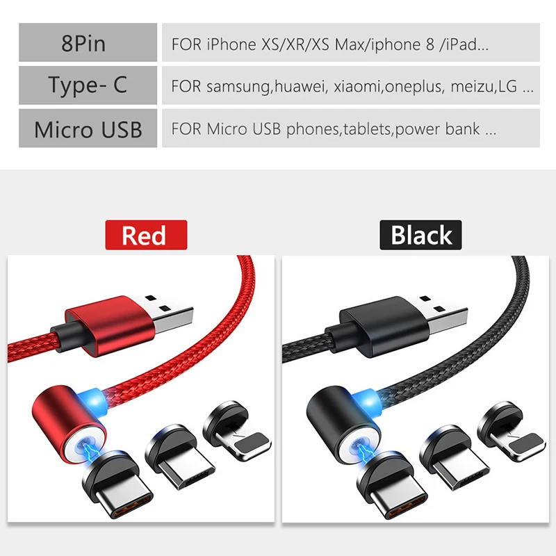 Быстрый Магнитный кабель Micro светодиодный usb type C зарядное устройство для iPhone XS X XR 8 7 samsung S8 магнит Android телефонный кабель Шнур
