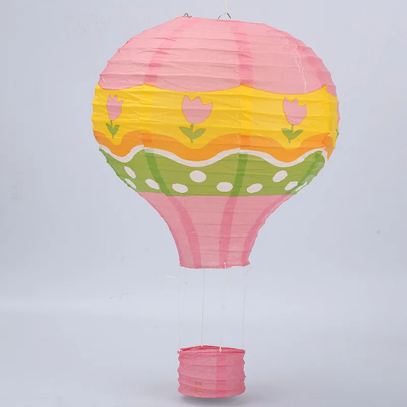 30cm 40cm hot air balloon chinese lantern rainbow heart striped printed lampion babyshower birthday wedding party decorations - Цвет: Pink Flower