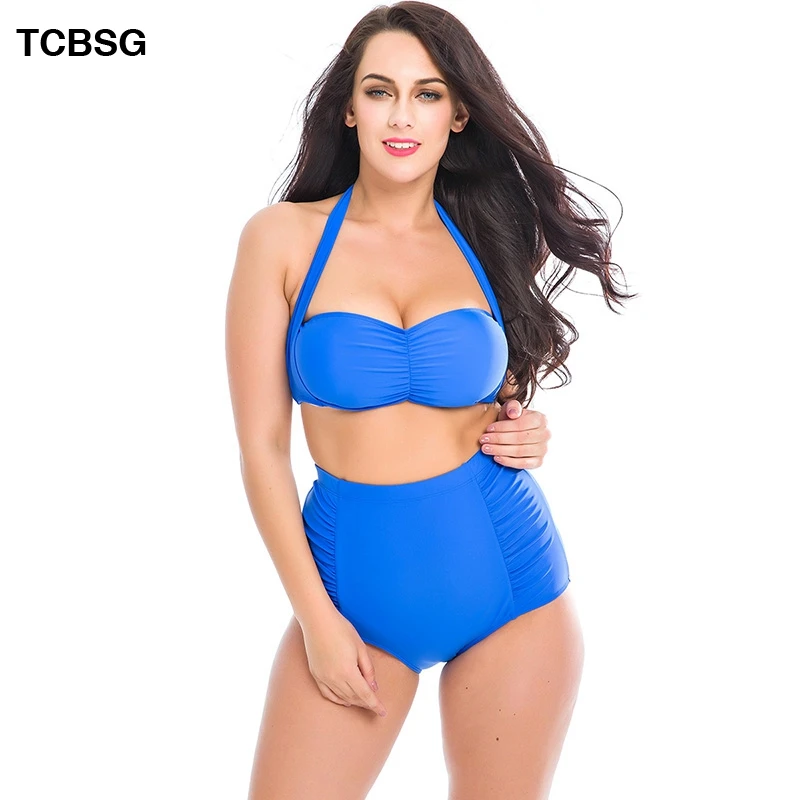 Купальник TCBSG с высокой талией новинка 2019 бикини женские Купальники больших