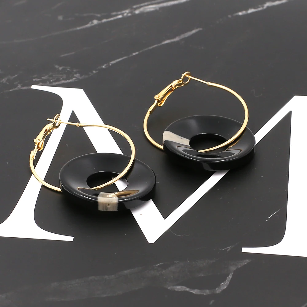 Vodeshanliwen 2018 Fashion Gold Hoop Earrings For Women Gifts Big Round Resin Statement New Jewelry Party Accessories | Украшения и