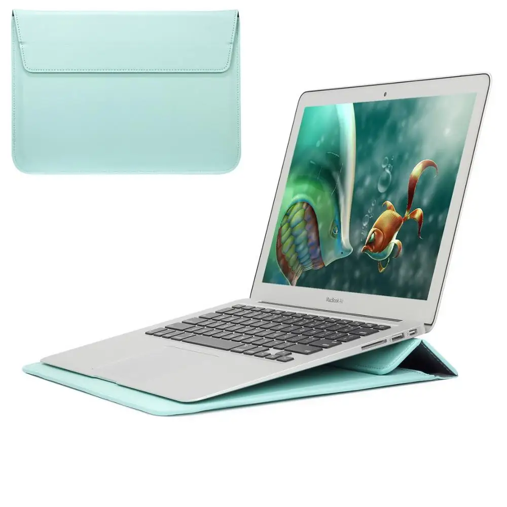 Mint Green-xin feng EQHTX-кожаный чехол-конверт для Macbook Air 13 Pro retina 11 12 13 15-чехол для ноутбука Macbook 13,3 дюймов - Цвет: Mint Green-xin feng