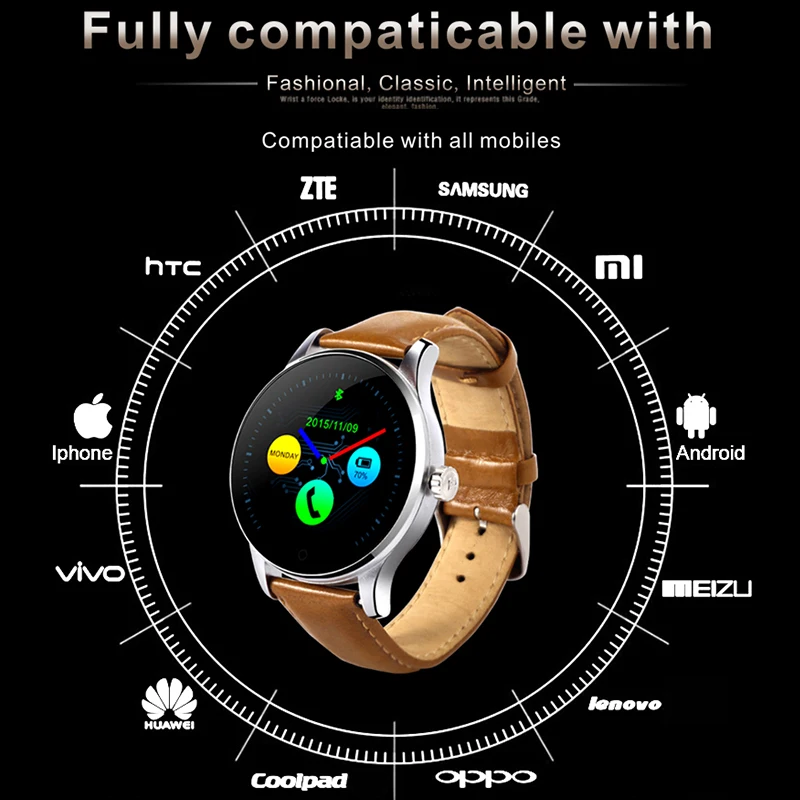 

K88H Smart Watch IPS 1.22 In Round Screen Support Heart Rate Monitor Bluetooth Man Girl SmartWatch For IOS Android Remote Camera