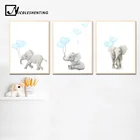 Слон воздушный шар настенная живопись Холст мультфильм детские постеры и принты скандинавские дети украшение картина для детской спальни Декор