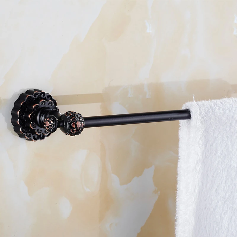 Античная латунь одно Полотенце Бар Ванная комната зеленый камень вешалка для