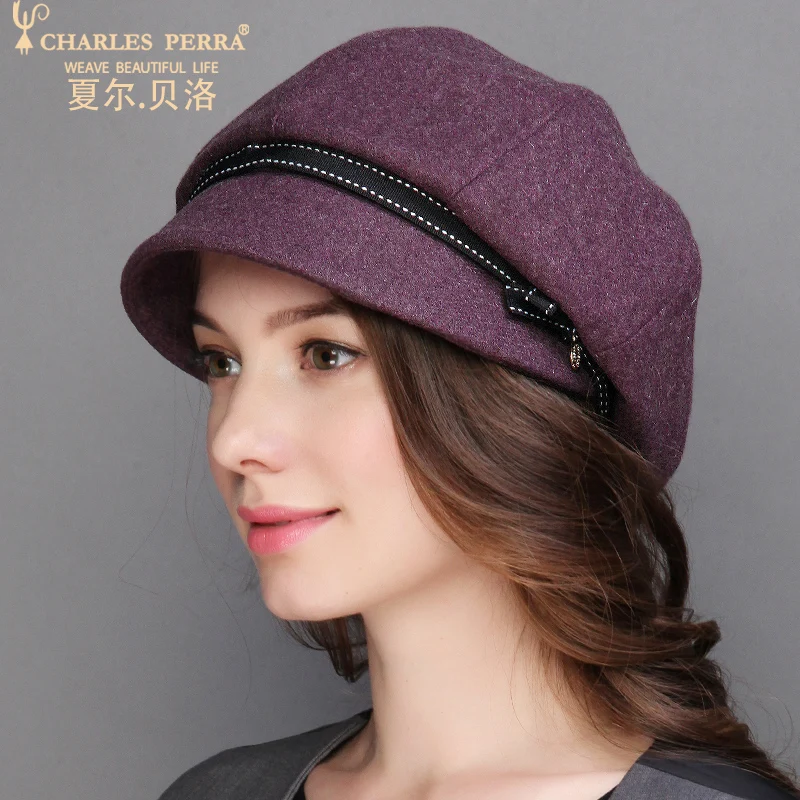 Женская шерстяная шапка Charles Perra повседневный теплый модный берет элегантный