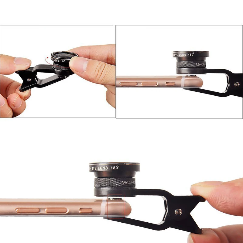 3 в 1 Широкий формат макро объектив &quotрыбий глаз&quot Камера Наборы мобильный