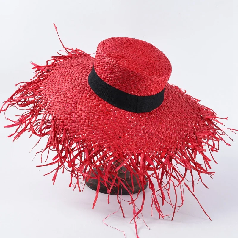 Raffia шляпы от солнца с грубыми краями и широкими полями соломенные модные плоские