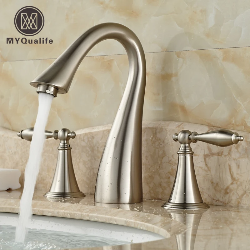 Смеситель для ванной комнаты с двумя ручками и 3 отверстиями кран раковины