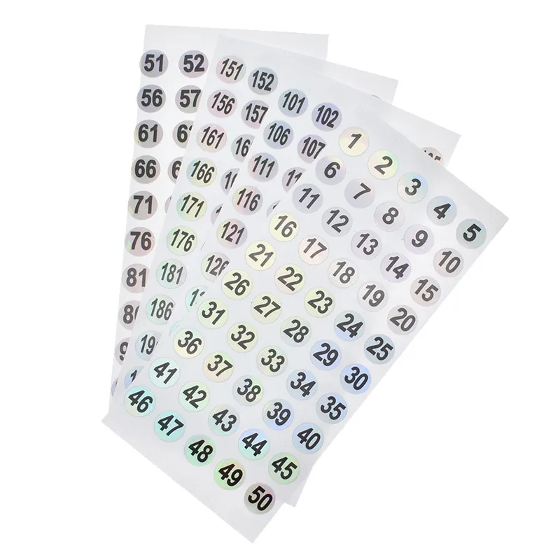 Голографические пронумерованные этикетки наклейки из ПВХ 1 200 цифры круглые