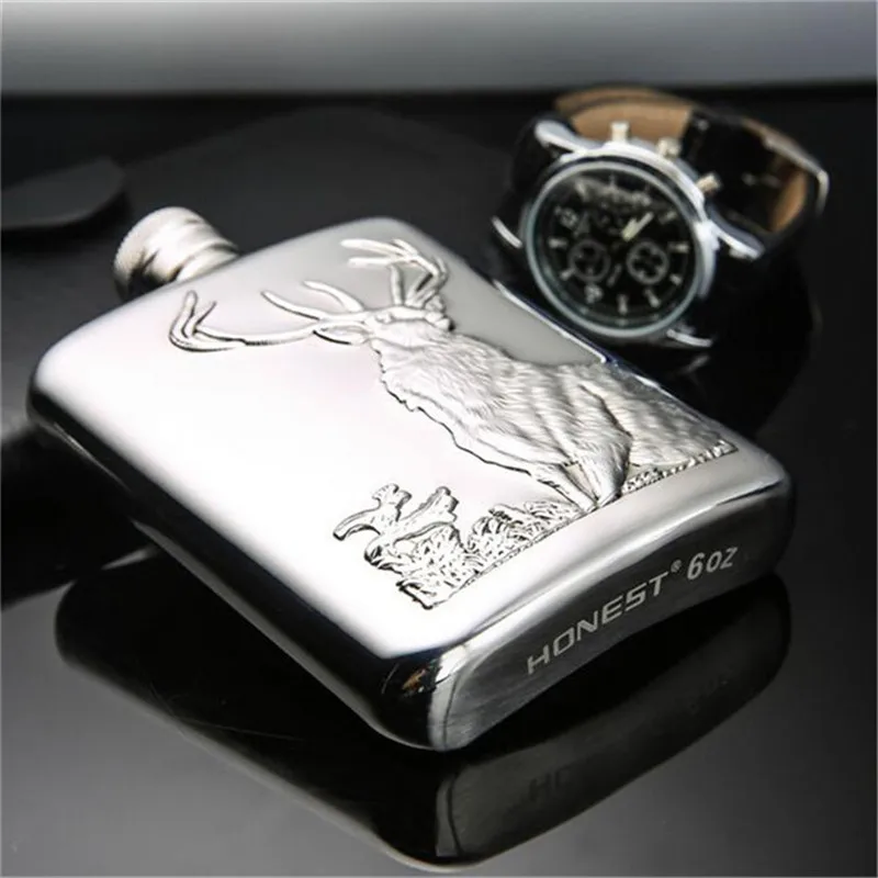 FX-6OZ Роскошная фляга для бедер Buck Polar bear Bull рельефная фляга из нержавеющей стали 6 унций с подарочной коробкой для виски, ликер