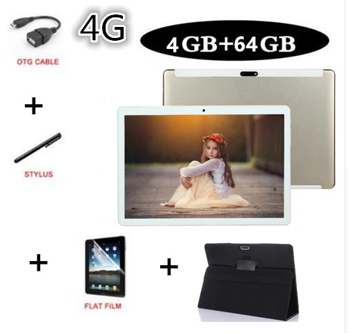 4G Add Leather Case CARBAYTA планшет 3g 4G LTE FDD Android 8,1 Восьмиядерный 2.5D стекло 4 Гб ОЗУ 64 Гб ПЗУ WiFi gps 10,1 'планшет ips экран 8 МП - Комплект: 4G Add Leather Case