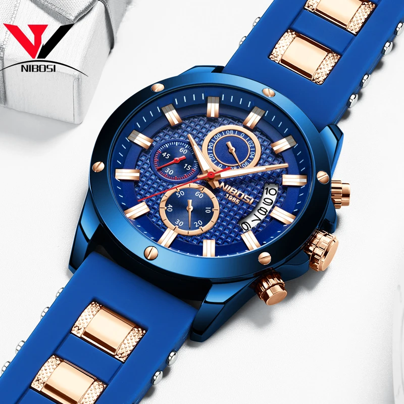 NIBOSI мужские спортивные часы Топ бренд класса люкс водонепроницаемые военные