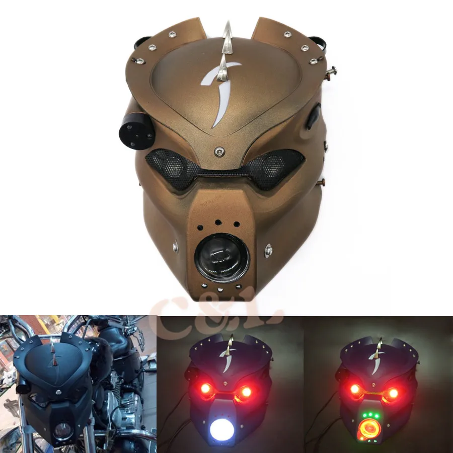 Мотоцикл светодиодный череп передняя фара лампа с кронштейном для Harley Honda Yamaha