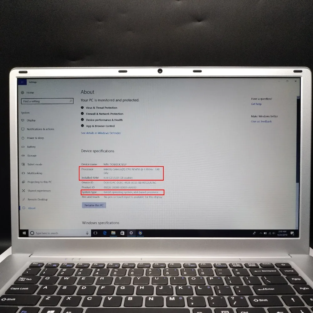 Windows 10 Intel celeron N3450 15 6 дюймов DDR3 г ОЗУ 64 ГБ EMMC ноутбук построен в bluetooth Камера AC Wi Fi