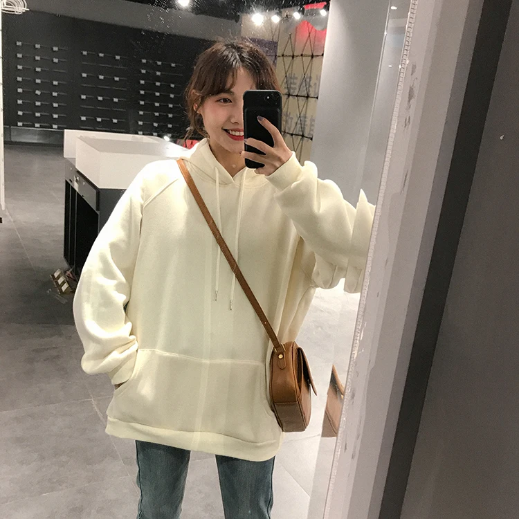 Осенняя толстовка с капюшоном, зимняя одежда harajuku, Женская Толстовка в Корейском стиле, модные розовые толстовки с карманами для друзей