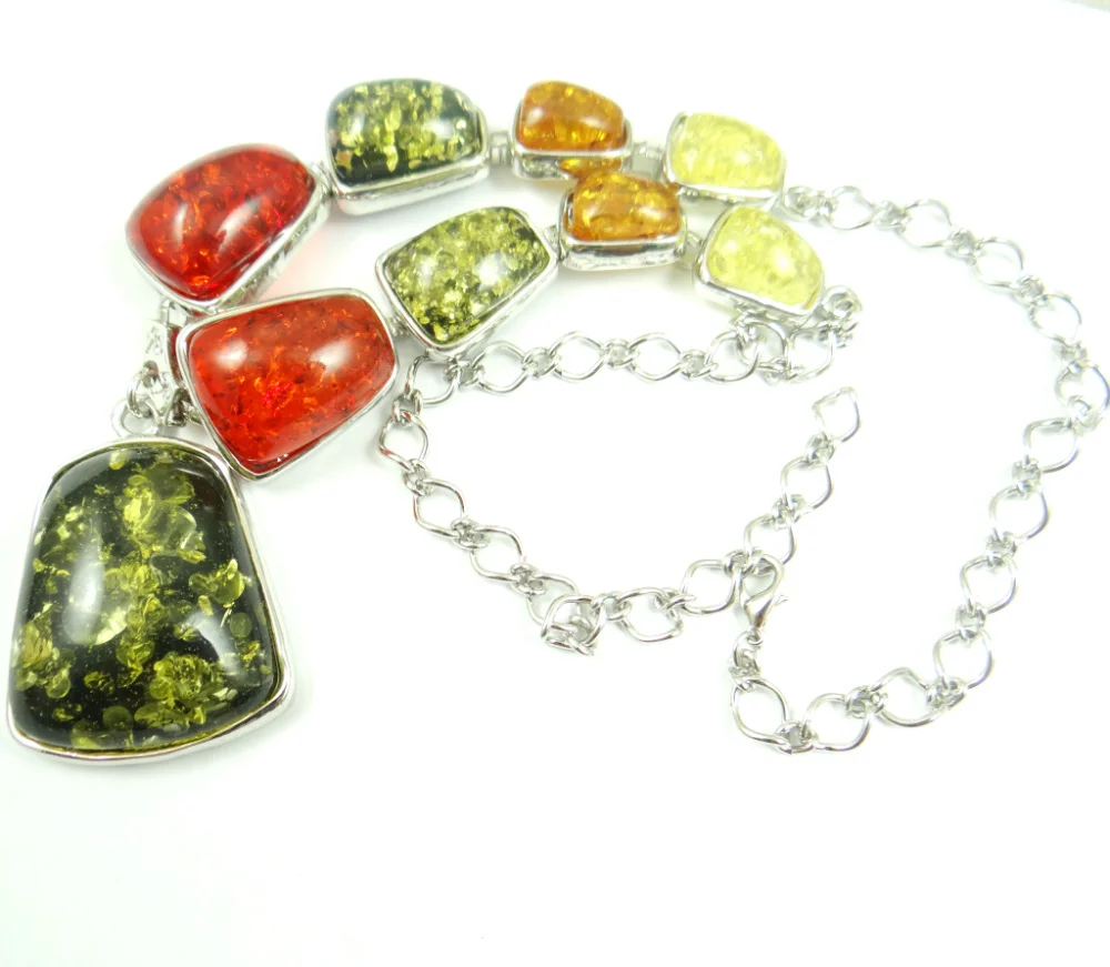 Новая мода драгоценный модернист слеза Золотой Мед прессованные Ambers кулон