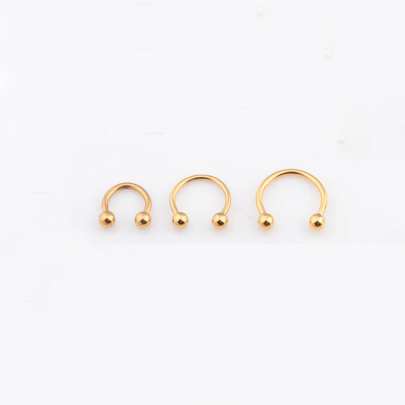 gold 6mm Новинка, распродажа, 2 шт., кольцо для носа из нержавеющей стали, кольца для губ, серьги, круглые серьги для пирсинга, обруч "Подкова", кольцо, ювелирные изделия для тела - Окраска металла: gold 6mm