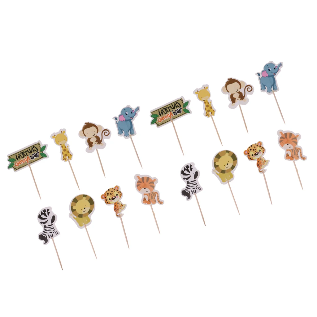 Набор из 48 милых диких животное кекс топперы для торта свадебные Детские