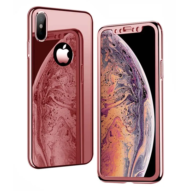 Покрытие PC Чехол ударопрочный чехол для iPhone X XS Max Xr 7 Plus 8 6 6S 5 5S SE со стеклянной