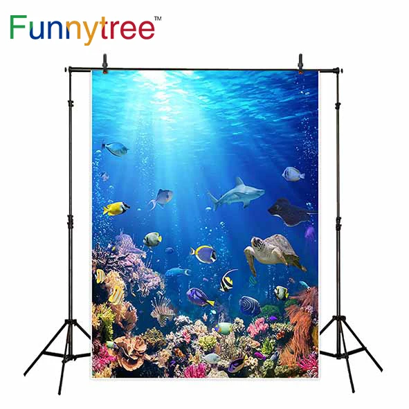 

Funnytree backgrounds for photography studio seabed coral reef tropical fish professional backdrop photobooth photocall prop