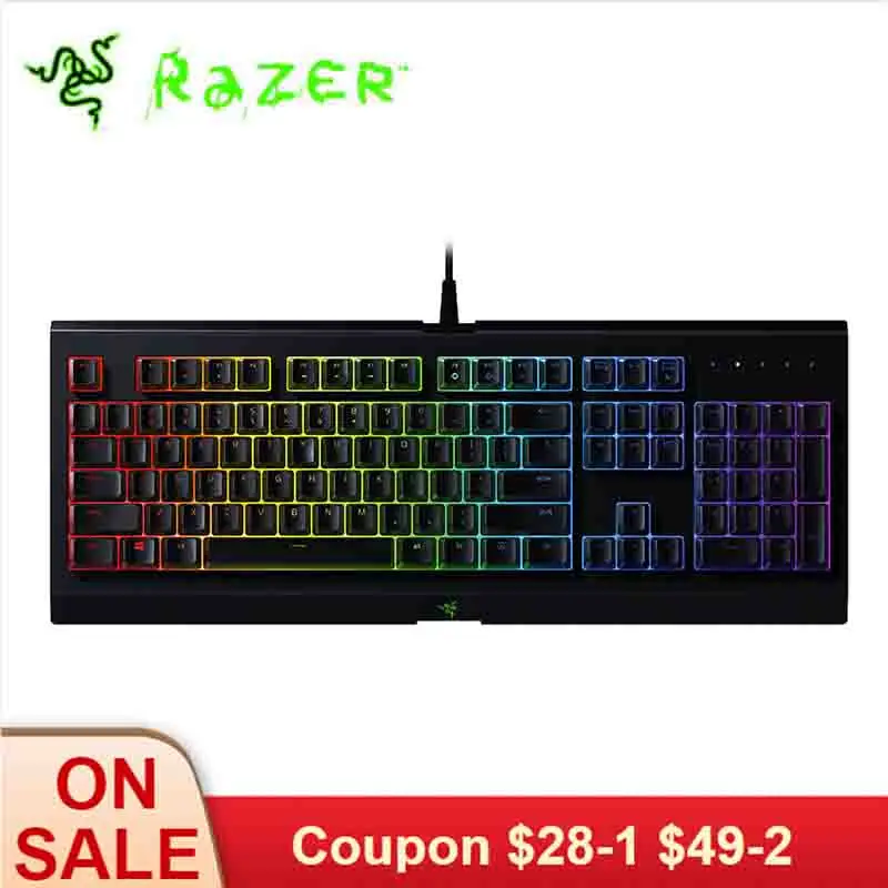 Игровая мембранная клавиатура razer Cynosa Chroma с RGB подсветкой, клавиатура для игры, полностью программируемые клавиши, 104 клавиш, защита от проливания