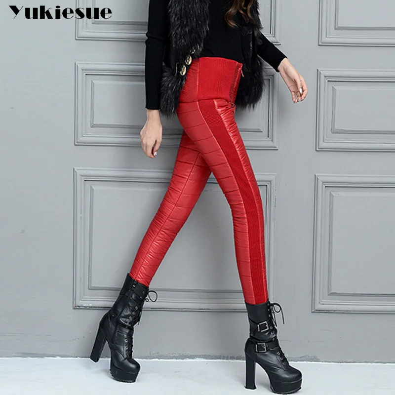 Женские брюки больших размеров зимние с высокой талией эластичная верхняя