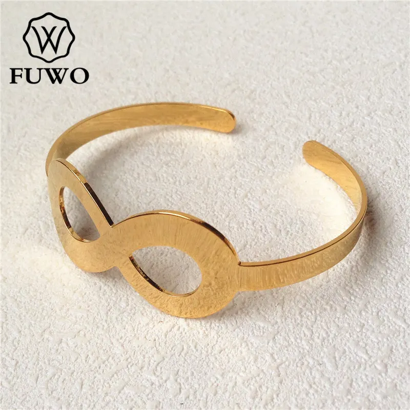 

FUWO Wholesale Infinity Bangles Minimalist Design Gold Color Bracelet For Women Cuff Bracelets Manchette Bangles Pulseira BG003