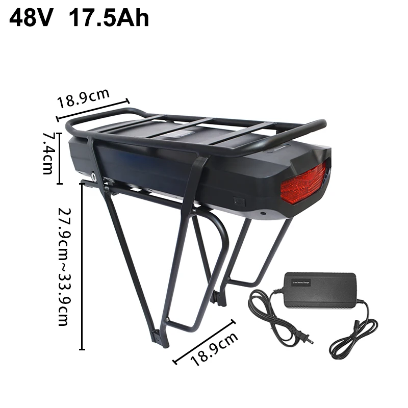Электрический велосипед 48V17. 5Ah задняя стойка батарея для Bafang BBS01 02 большая емкость EBike ячейка багажная стойка US/EU/AU/UK E зарядное устройство для велосипеда - Цвет: 48V17.5Ah AU Charger