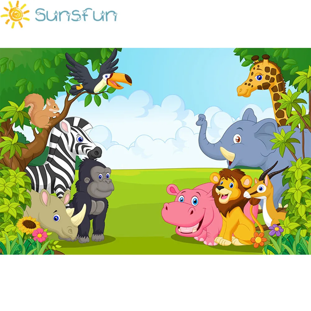 Sunsfun 7x5 футов джунгли сафари тематические Животные День рождения баннер фото фон детские портреты вечерние 220x150 см