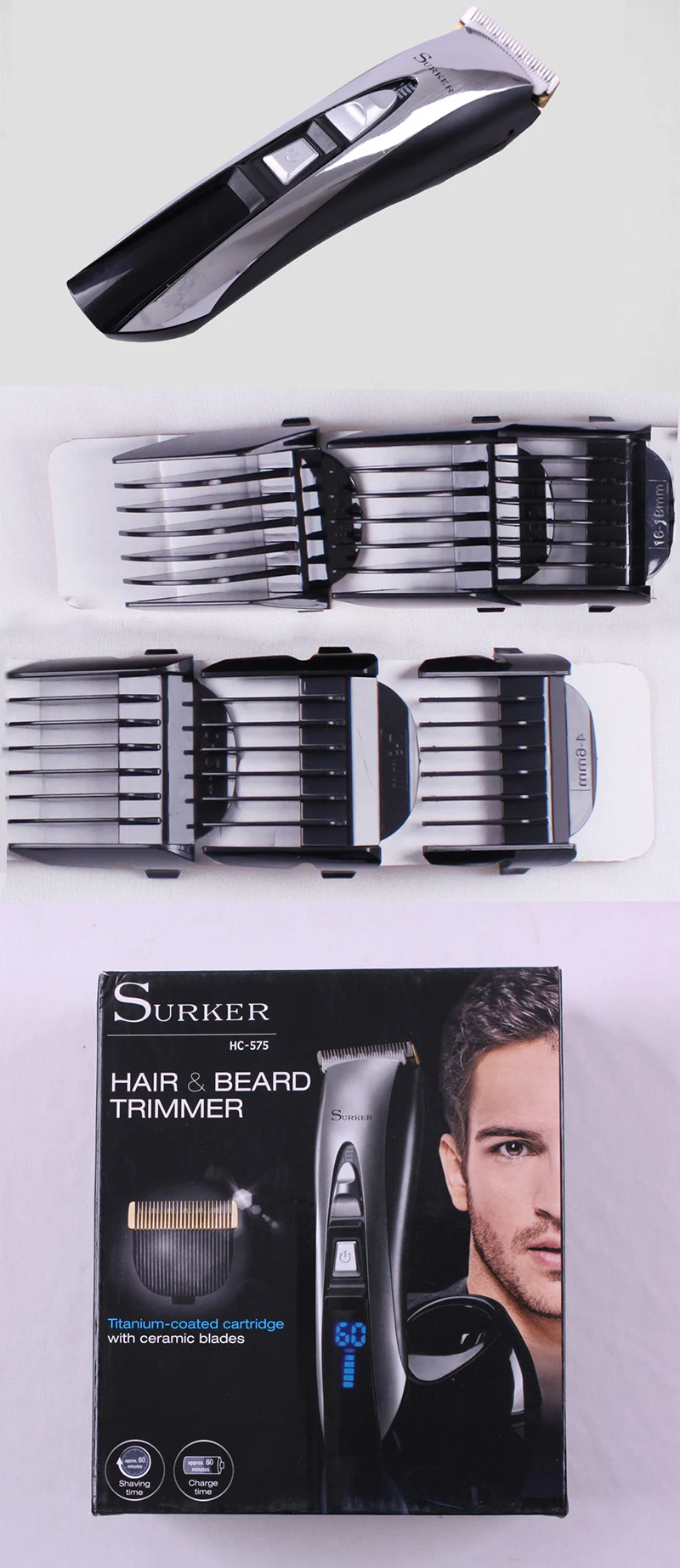 SURKER HC-575 перезаряжаемая электрическая машинка для стрижки волос Тихий триммер для волос светодиодный дисплей Электрический фейдер машинка для стрижки волос с европейской вилкой