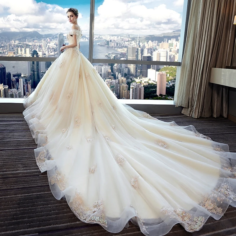 Винтажное свадебное платье цвета шампанского 2019 роскошное бальное в арабском