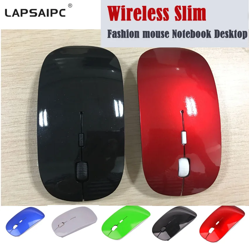 

Тонкая Бесшумная USB-мышь Lapsaipc + беспроводной приемник для ноутбука Microsoft, мышь APPLE для Mac, беспроводная мышь