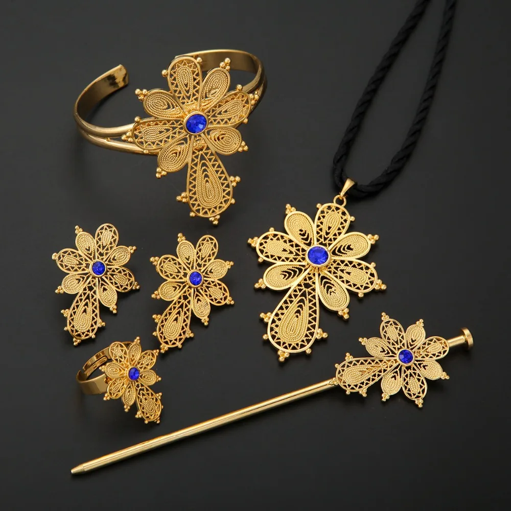 Новинка набор ювелирных украшений с эфиопским крестом модные наборы золотого