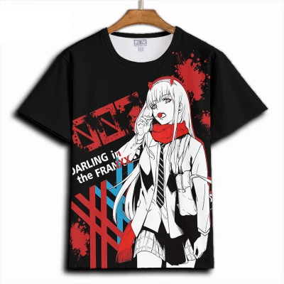 1 Футболка darling in the franxx 02, летние футболки для косплея с героями мультфильмов, футболки с коротким рукавом, повседневные футболки унисекс - Цвет: 1