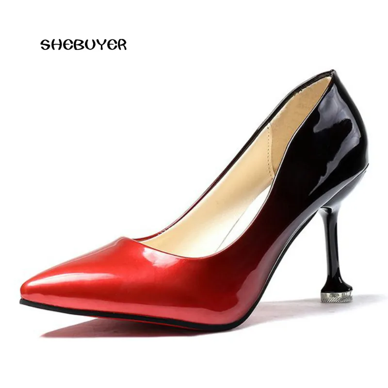 2018 весенние женские туфли на очень высоком каблуке элегантные тонком с острым