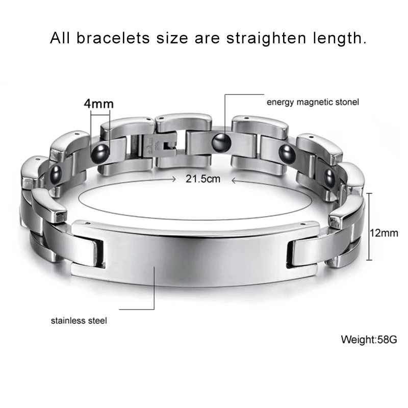 Модный Мужской гладкий магнитный браслет MOZO из нержавеющей стали мужские