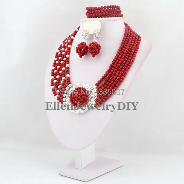 Ювелирный Комплект из колье и серёг в африканском стиле|coral jewelry set|necklace setbeaded set |
