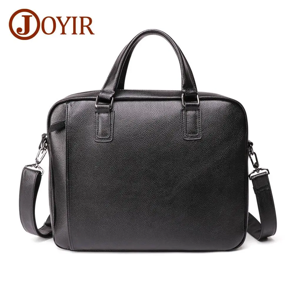 Black JOYIR мужской портфель из натуральной кожи, сумочка для документов, сумка-мессенджер, сумка на плечо, 15,6 дюймов, для ноутбука, бизнес, Офисные Сумки для мужчин - Цвет: Black