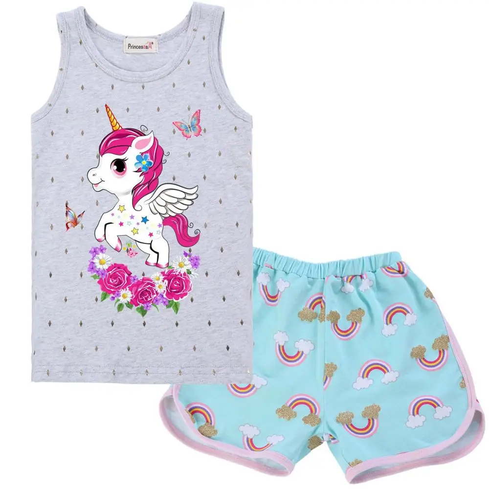 6X1-T23-6Y1 Baby Girls Clothes Flamingo Summer Children Clothes Shirt Shorts 2PCS Set Girls Clothing Sets Kids Suit Toddler Boy Clothes - Цвет: 6X1-T23-6Y1