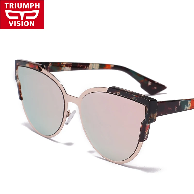 ТРИУМФ ВИДЕНИЯ Розовый Зеркало Женский Солнцезащитные Очки Cat Eye Стиль Женщины