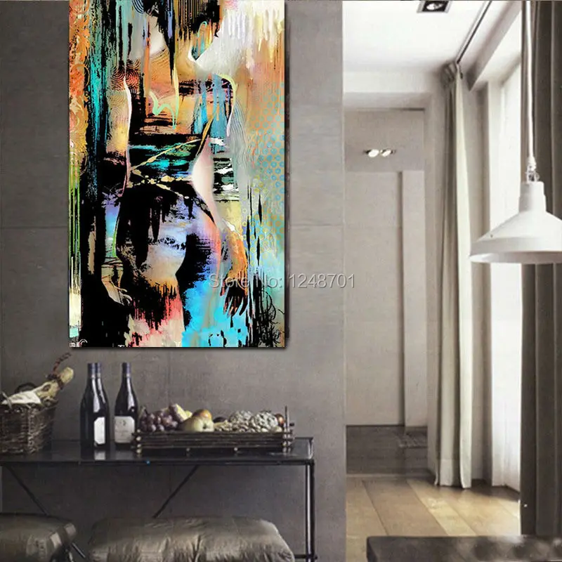 Ручная роспись холст Современная Абстрактная Обнаженная девушка задняя картина